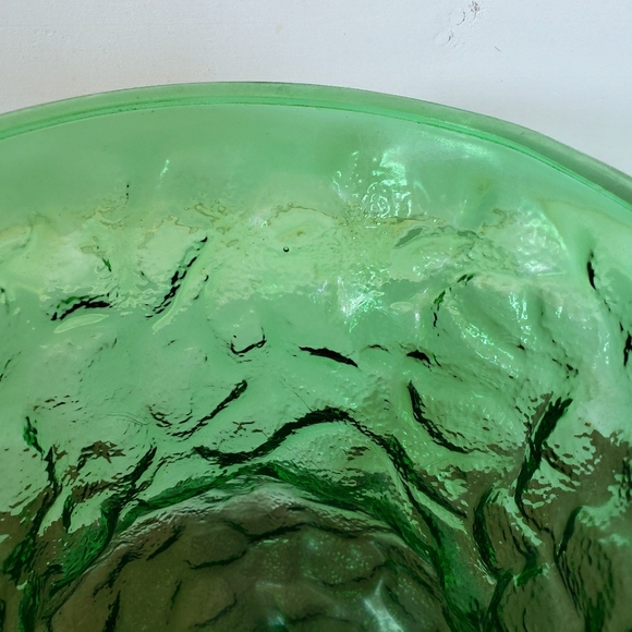 Vintage E O Brody Co Emerald Green Crinkle Glass Vase 8" Tall made in USA MCM - Picture 5 of 9